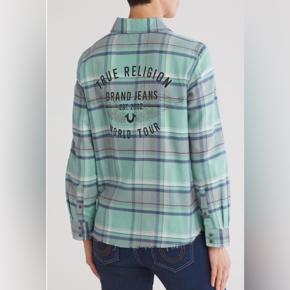 NWT True Religion Boyfriend Button-Up Shirt - Picture 2 of 5
